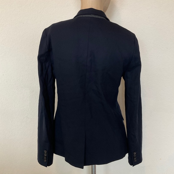 J. Crew Tall Regent Wool Flannel Blazer Dark Navy Fitted Lined Popped Collar EUC - Picture 9 of 16